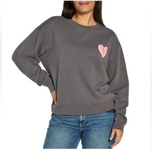 Wildfox Gray and Pink Heart Sweatshirt